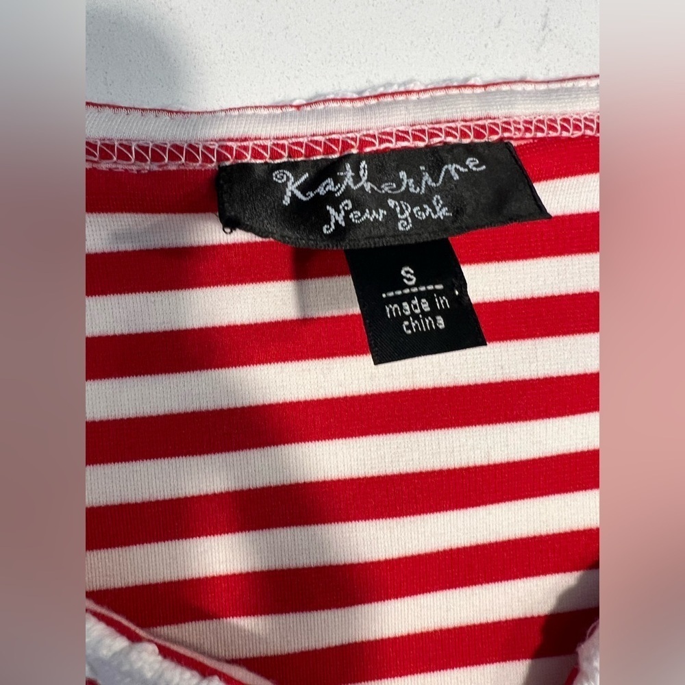 NWT Katherine New York Red & White Striped Nautical Theme Knit Jacket size S - Picture 9 of 11
